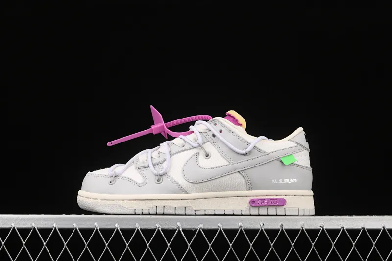 All Categories Nk SB Dunk Series Nk SB Dunk Low Low-top Sneakers Pure Original Version OF x Nk Dunk Low "03 of 50" OW White Gray Casual Sports Skateboard Shoes DM1602-118
